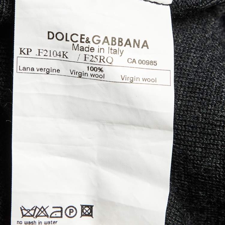 Pre Owned Dolce & Gabbana Charcoal Grey Chain Detail Sweater L