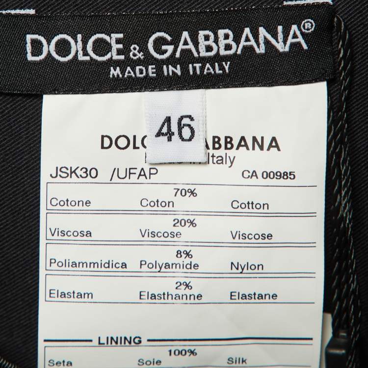 Pre Owned Dolce & Gabbana Black Cotton & Lace Paneled Knee Length Skirt L