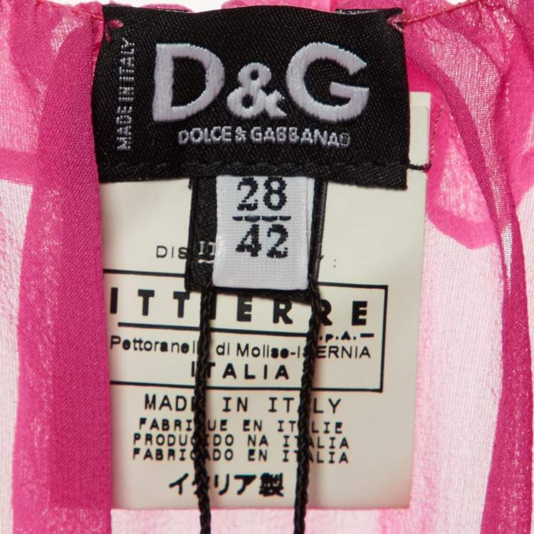 Pre Owned Dolce & Gabbana Pink Silk Chiffon Ruffled Top M