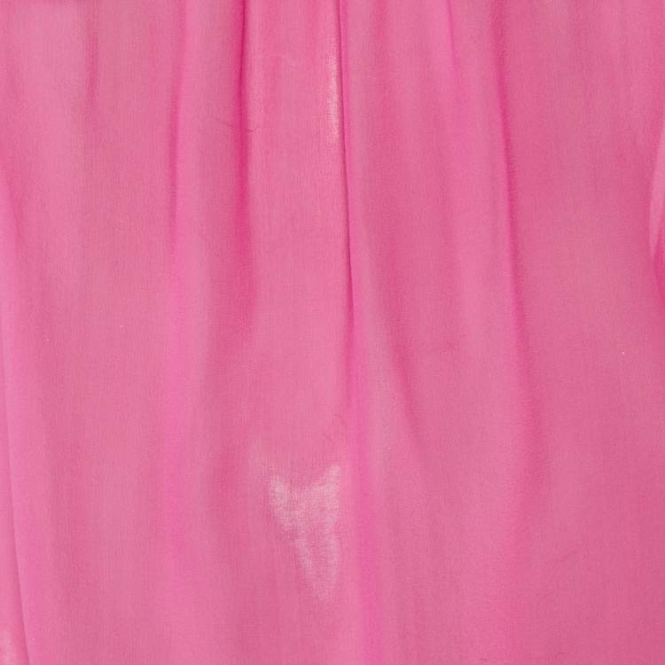 Pre Owned Dolce & Gabbana Pink Silk Chiffon Ruffled Top M