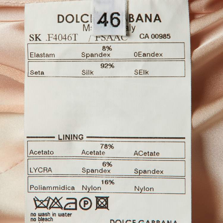 Pre Owned Dolce & Gabbana Pink Floral Printed Silk Satin Midi Skirt L