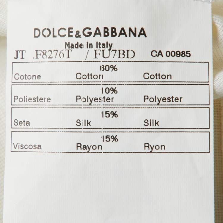 Pre Owned Dolce & Gabbana Off-White Cotton Blend Knit Ruffled Top M