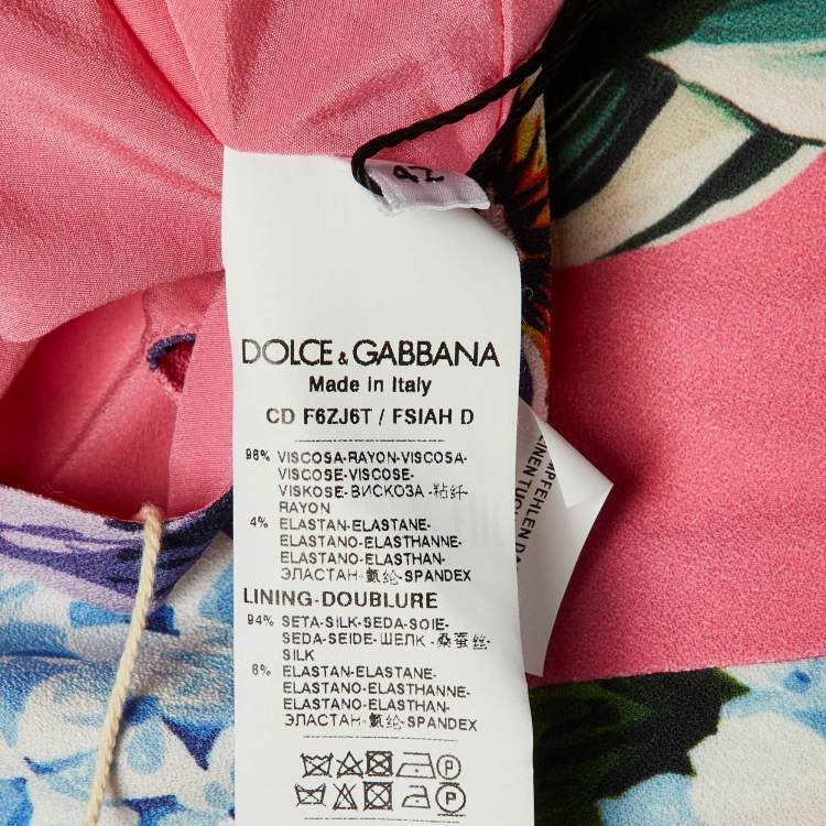 Pre Owned Dolce & Gabbana Pink Floral Print Crepe Sheath Dress M