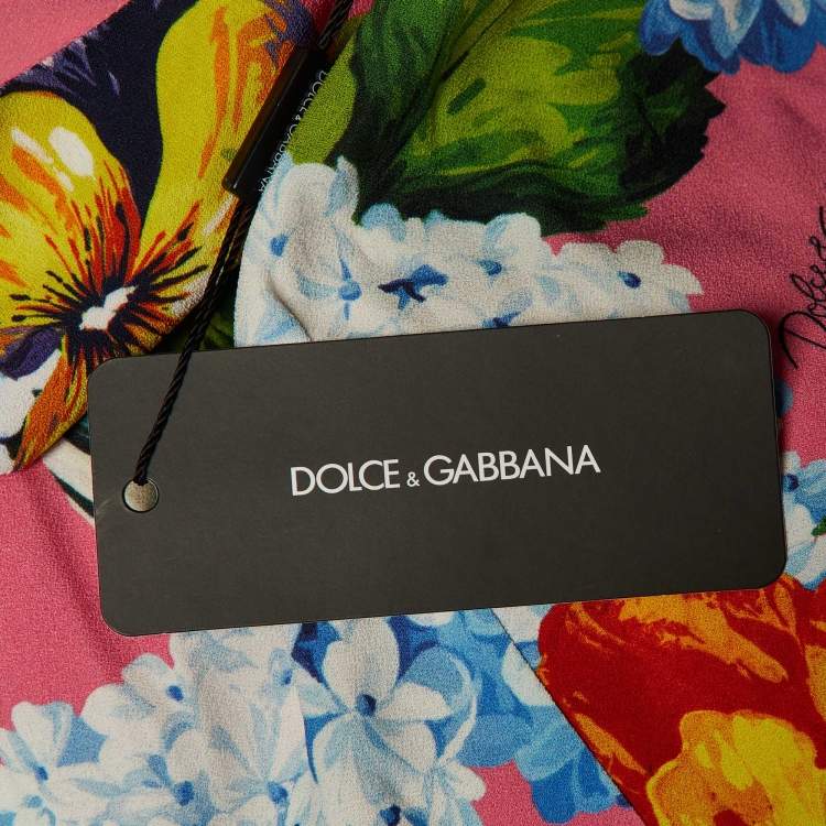 Pre Owned Dolce & Gabbana Pink Floral Print Crepe Sheath Dress M