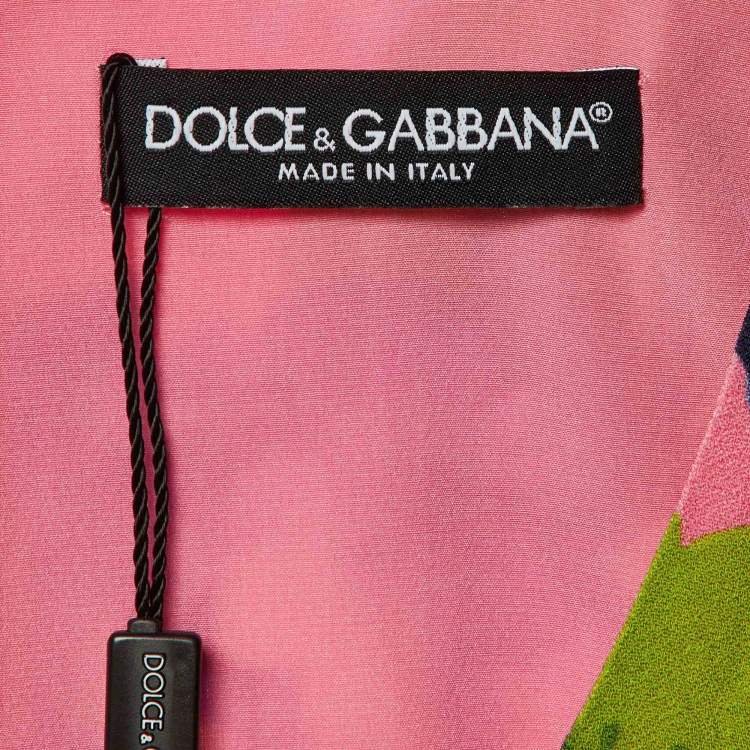 Pre Owned Dolce & Gabbana Pink Floral Print Crepe Sheath Dress M
