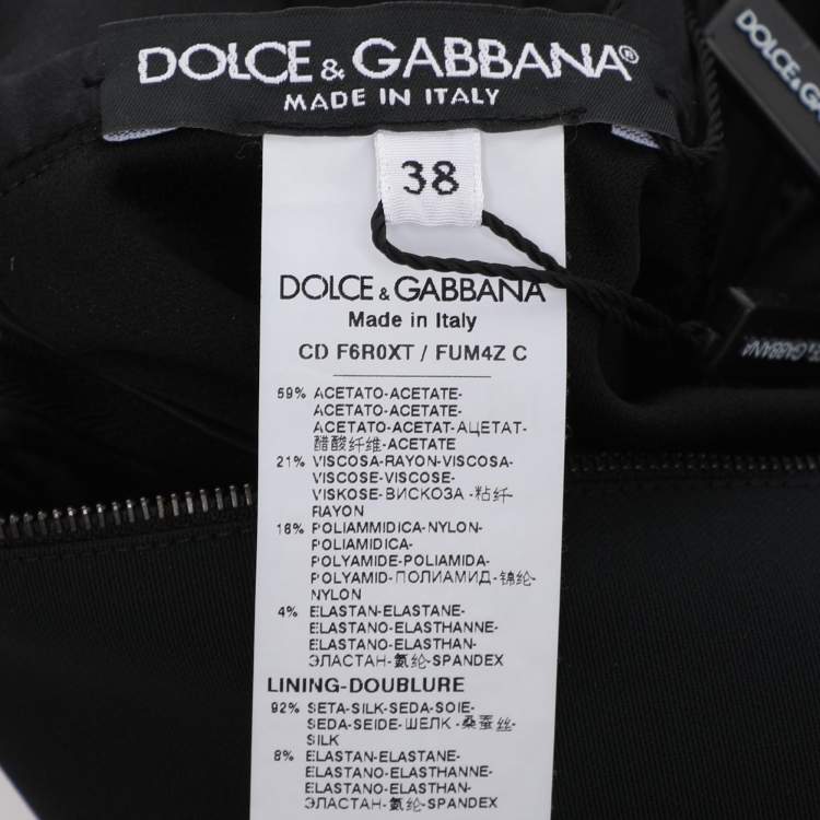 Pre Owned Dolce & Gabbana Black Crepe Shoulder Strap Midi Dress S
