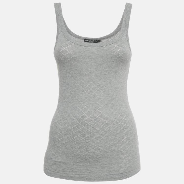 Pre Owned Dolce & Gabbana Grey Patterned Jersey Tank Top S
