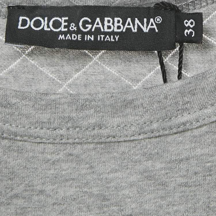 Pre Owned Dolce & Gabbana Grey Patterned Jersey Tank Top S