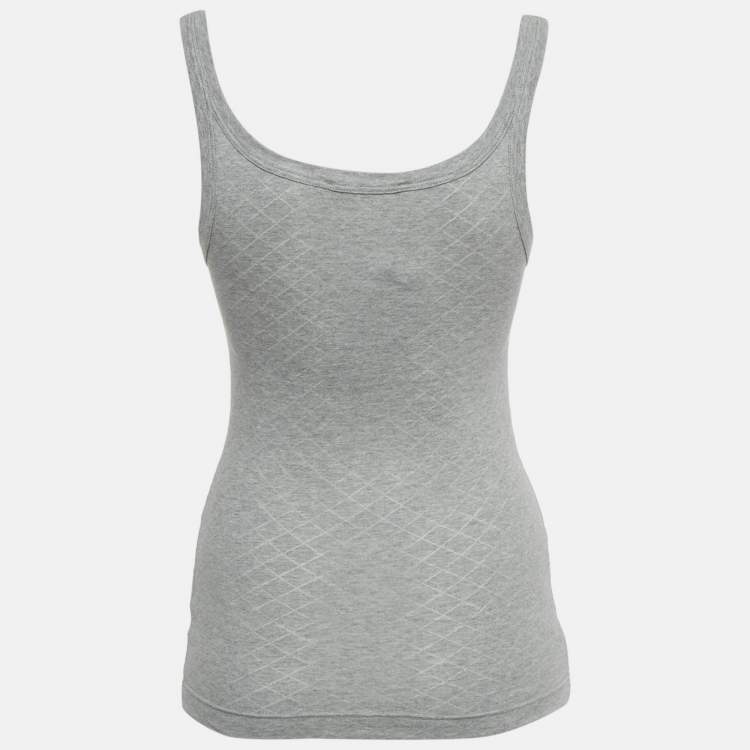 Pre Owned Dolce & Gabbana Grey Patterned Jersey Tank Top S