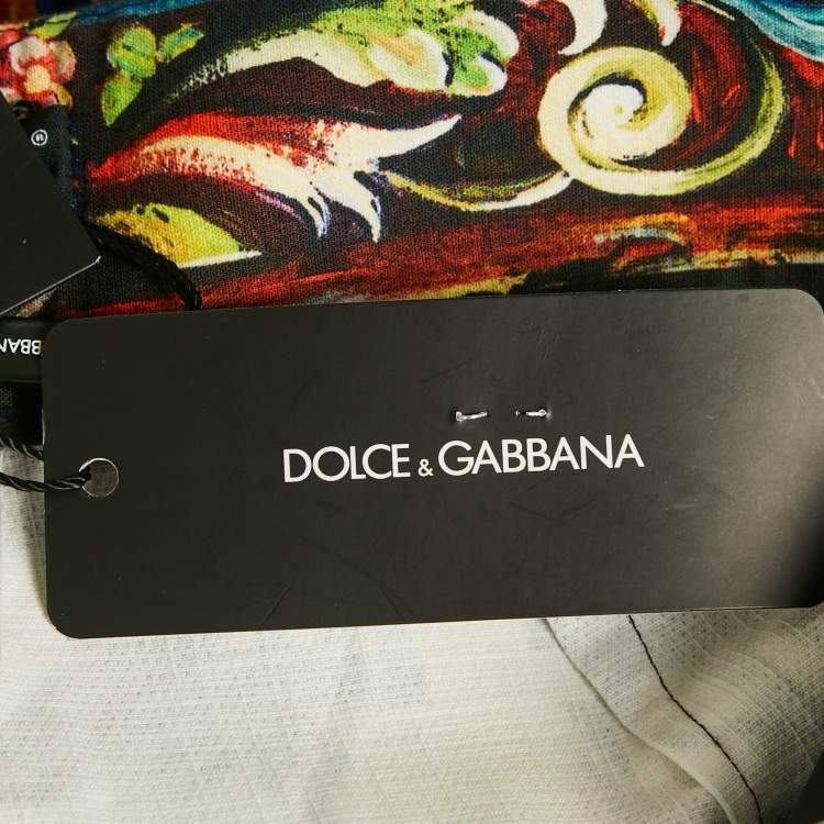 Pre Owned Dolce & Gabbana Black Printed Cotton High Waist Shorts M