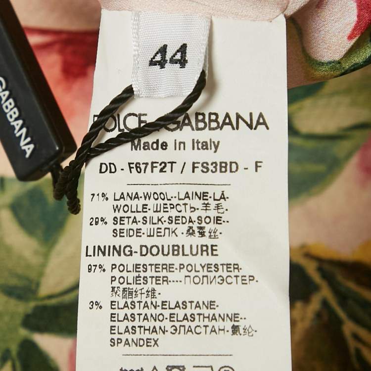 Pre Owned Dolce & Gabbana Pink Rose Print Crepe Sleeveless Shift Dress M