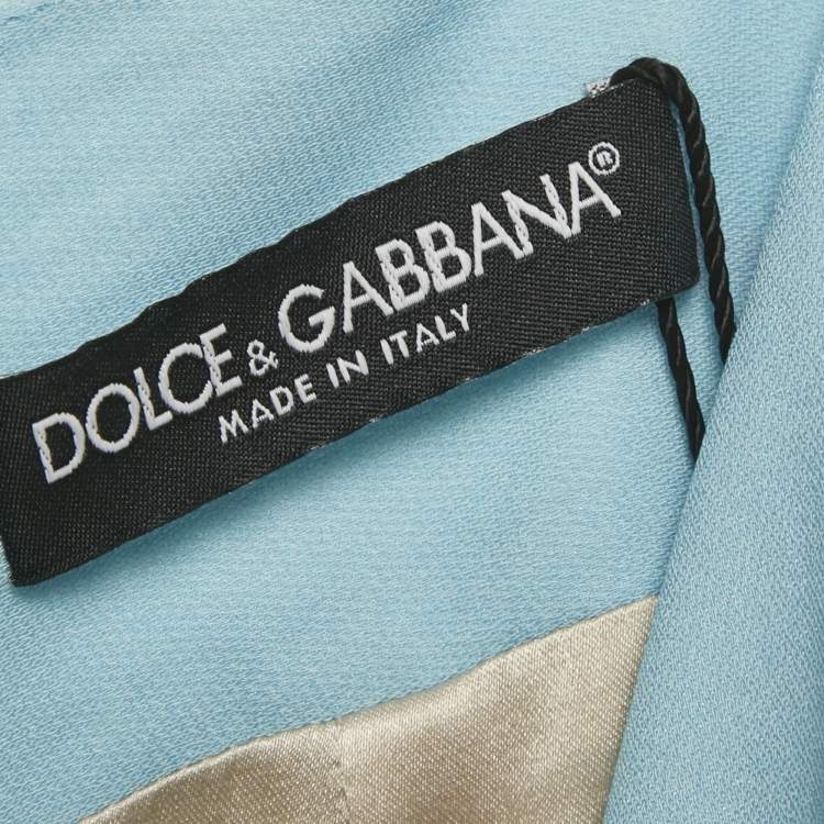 Pre Owned Dolce & Gabbana Blue Chicken Print Crepe Midi Skirt S