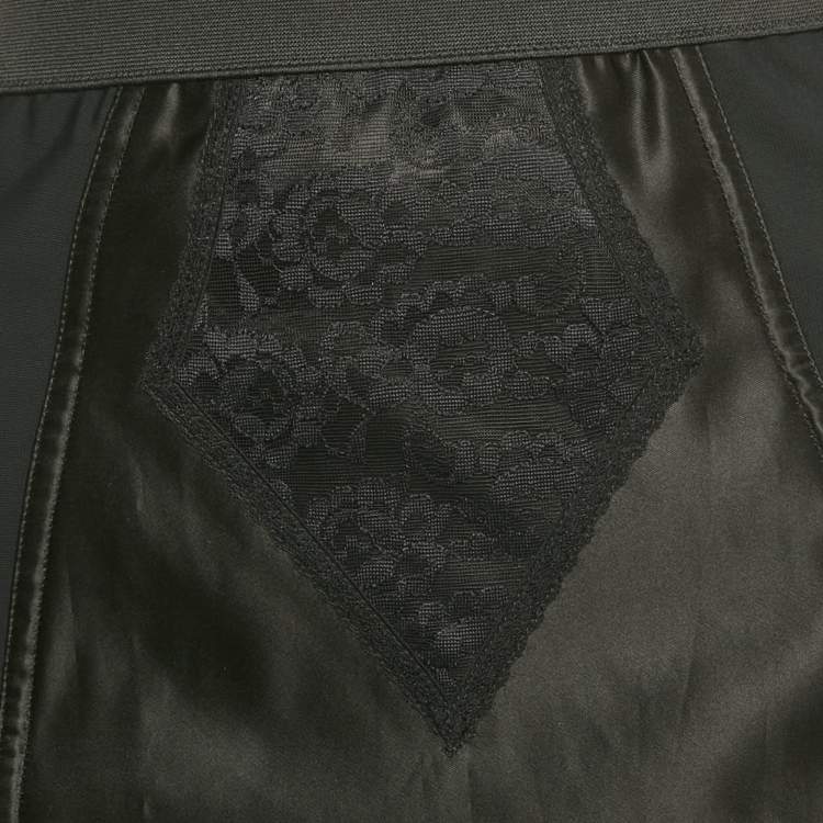 مملوكة مسبقًا Dolce & Gabbana Black Stretch Crepe and Satin Pencil Skirt M