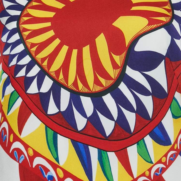 Pre Owned Dolce & Gabbana Multicolor Carretto Print Silk Mini Dress M