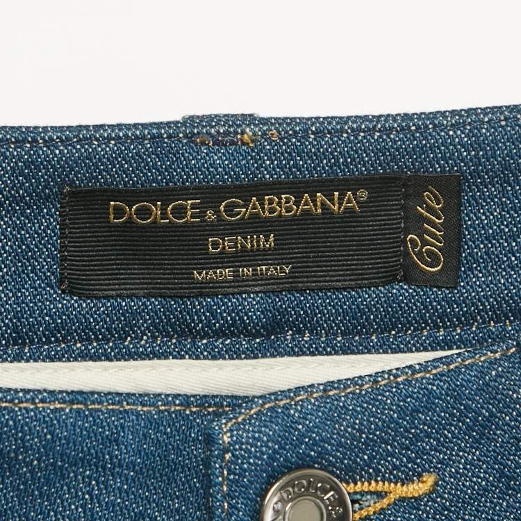 Pre Owned Dolce & Gabbana Navy Blue Denim Cute Jeans S Waist 29"