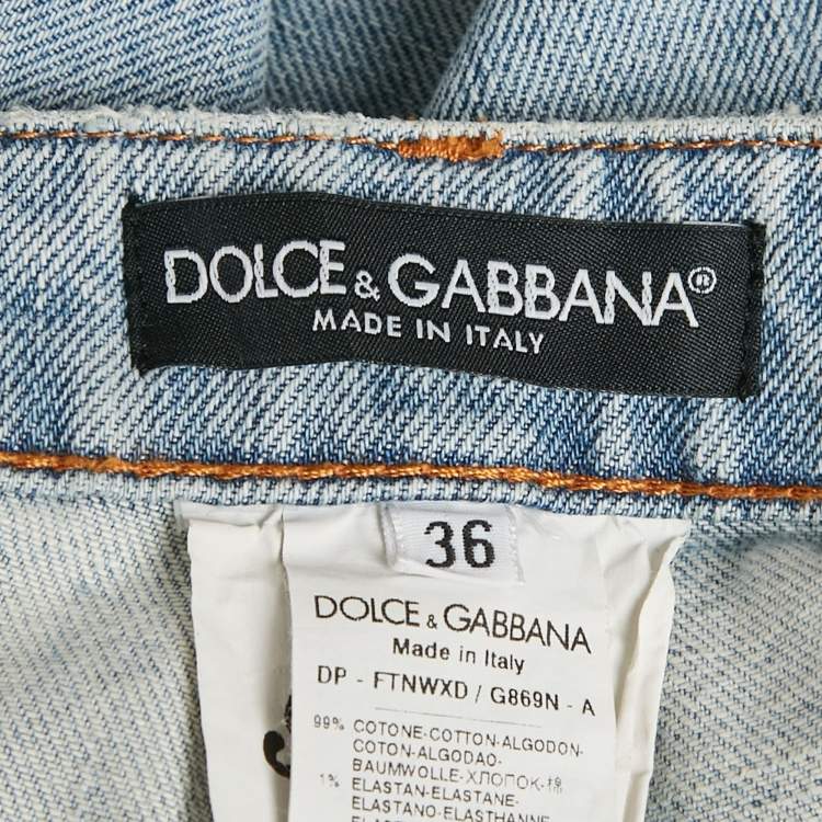 Pre Owned Dolce & Gabbana Blue Distressed Denim Pretty Fit Jeans XS/Waist 26"