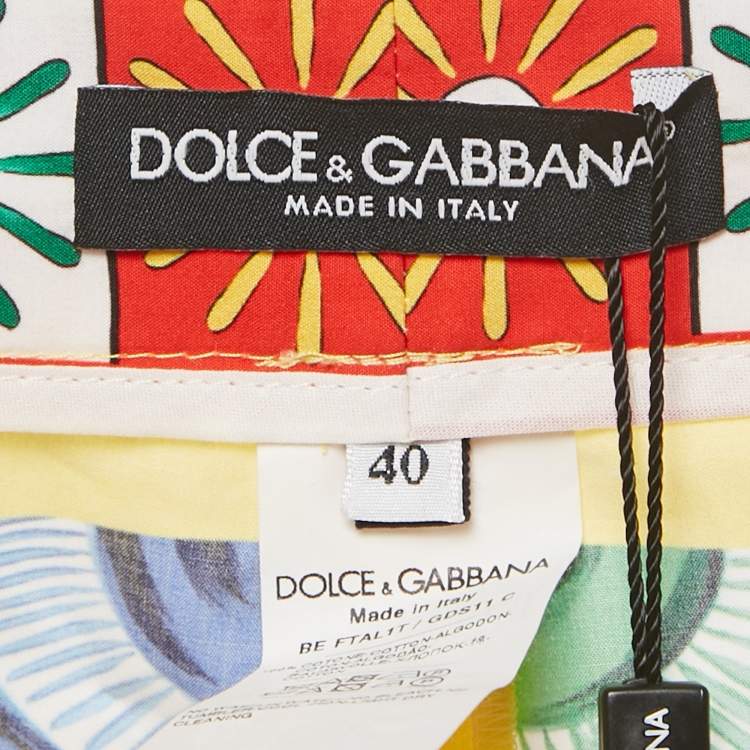 مملوكة مسبقًا Dolce & Gabbana Multicolor Carretto Print Cotton Shorts S