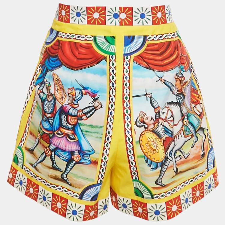 مملوكة مسبقًا Dolce & Gabbana Multicolor Carretto Print Cotton Shorts S