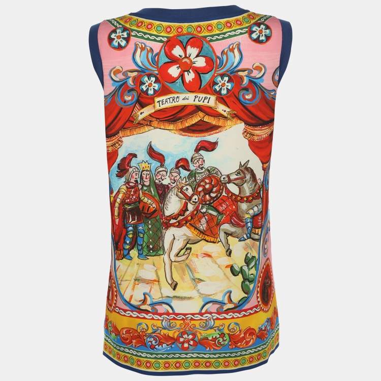 Pre Owned Dolce & Gabbana Multicolor Printed Silk Blend Blouse M