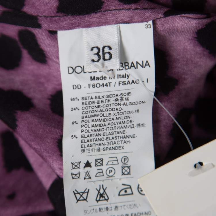 Pre Owned Dolce & Gabbana Purple and Black Animal Printed Lace Insert Baby Doll Dress S