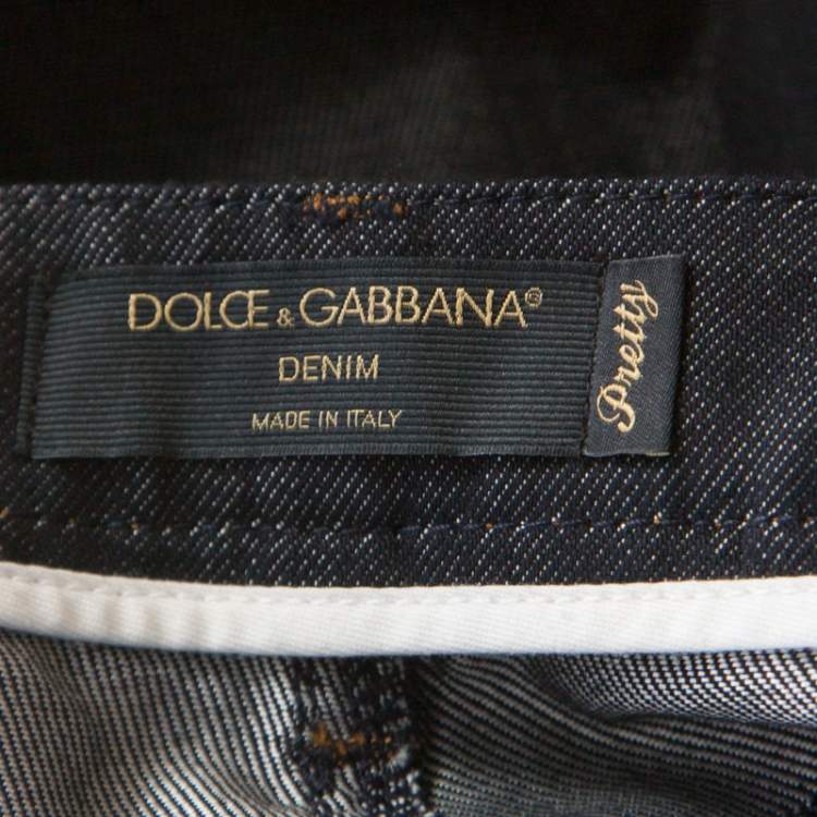 Pre Owned Dolce & Gabbana Indigo Dark Wash Denim Skinny Pretty Jeans M