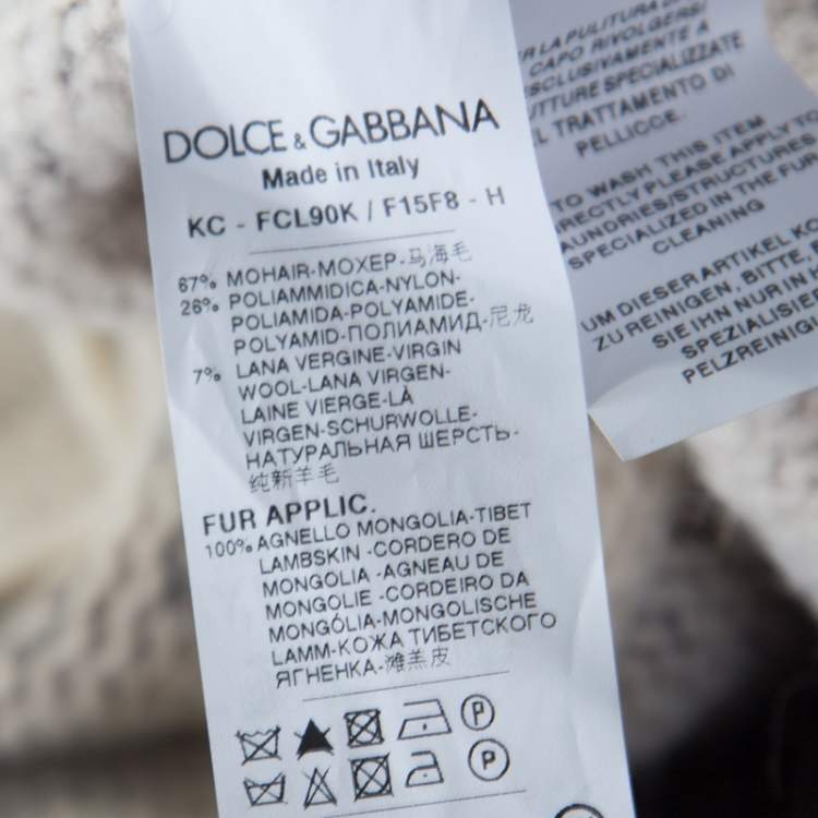 Pre Owned Dolce & Gabbana Brown Wool and Mohair Animal Printed Lamb Fur Trim Detail Jacket M
