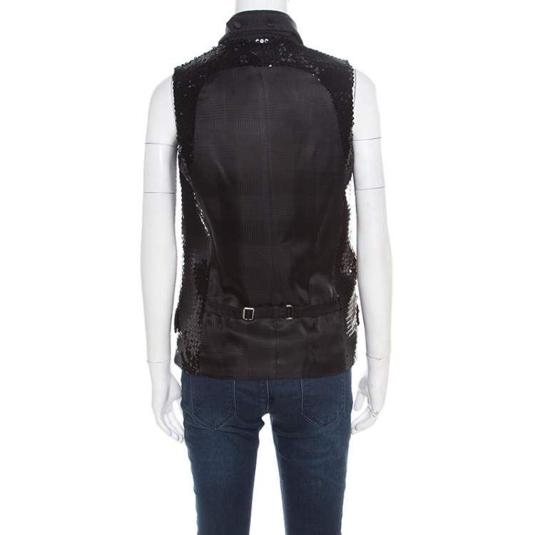 Pre Owned Dolce & Gabbana Black Sequined Double Breasted Vest S