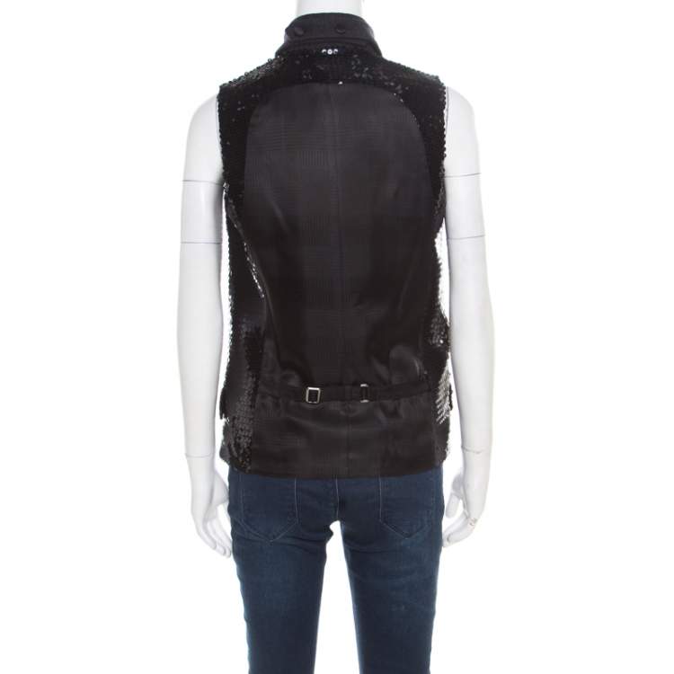 Pre Owned Dolce & Gabbana Black Sequined Double Breasted Vest S