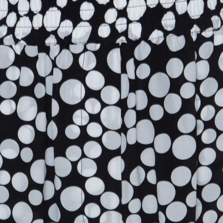 Pre Owned Dolce & Gabbana Monochrome Polka Dot Print Silk Straight Fit Trousers M