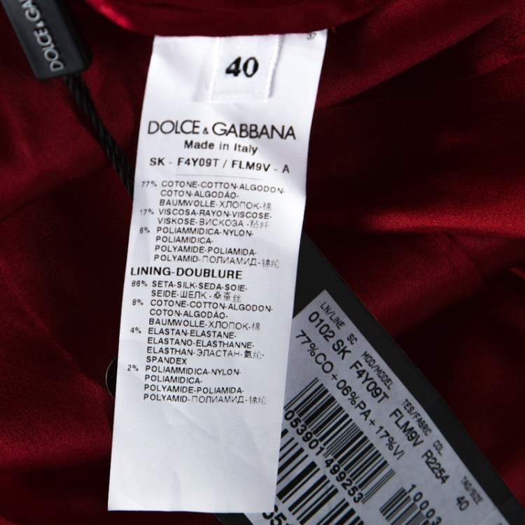 Pre Owned Dolce & Gabbana Red Lace Ruffled Skirt S