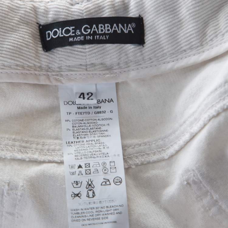 Pre Owned Dolce & Gabbana Monochrome Marbled Cotton Corduroy Tapered Pants M