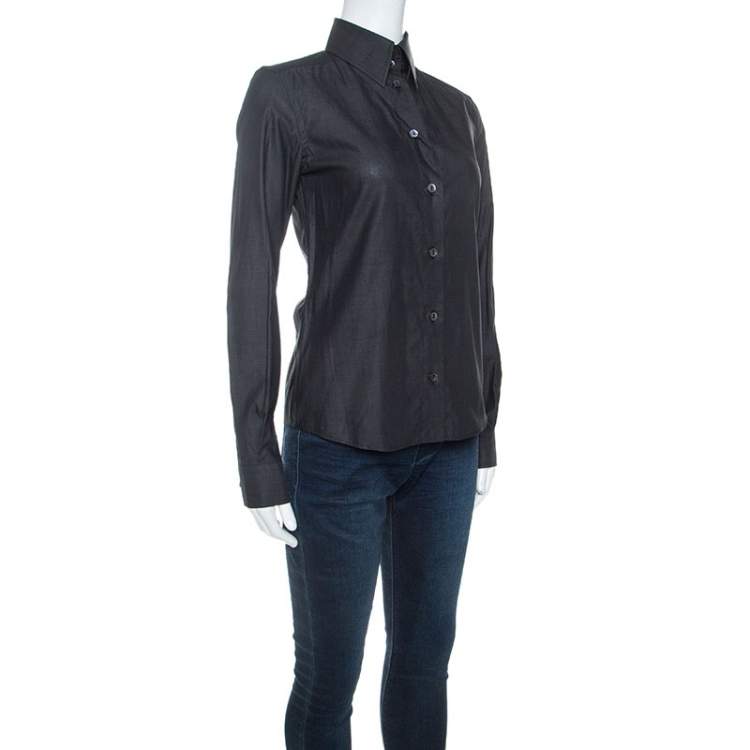 Pre Owned Dolce & Gabbana Charcoal Grey Button Front Shirt S