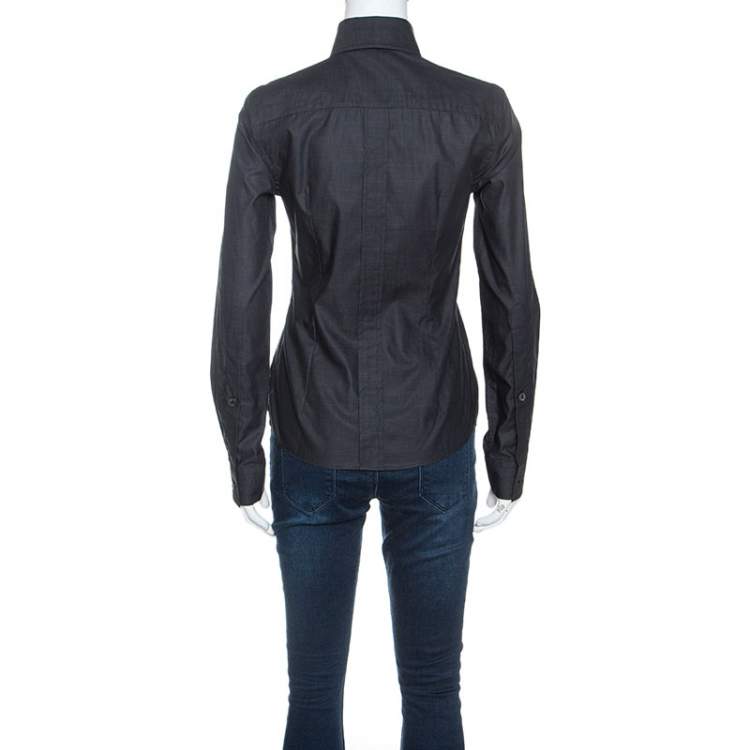 Pre Owned Dolce & Gabbana Charcoal Grey Button Front Shirt S