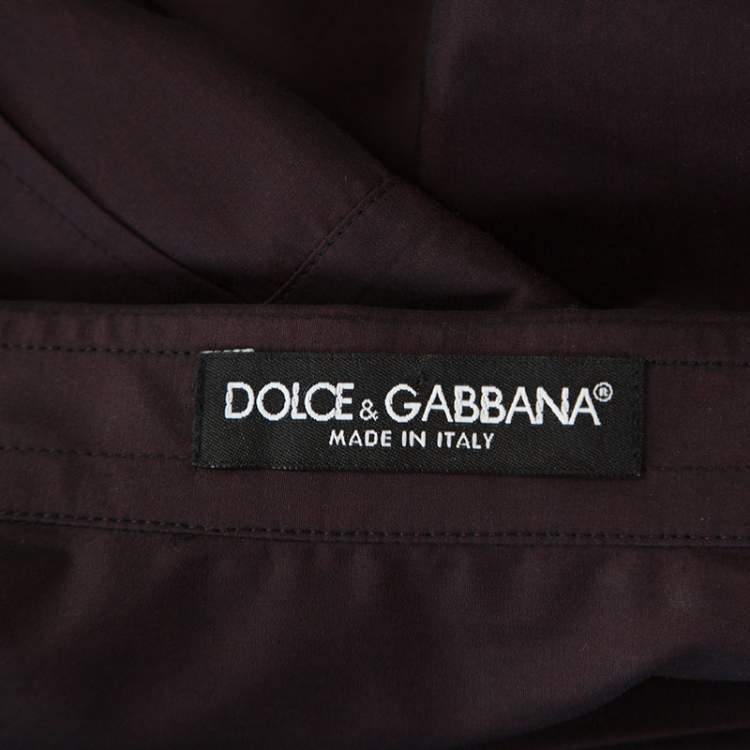 Pre Owned Dolce & Gabbana Plum Cotton Two Toned Button Front Shirt S