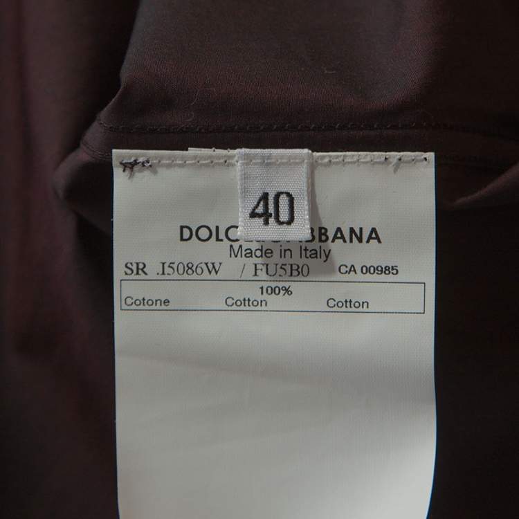 Pre Owned Dolce & Gabbana Plum Cotton Two Toned Button Front Shirt S
