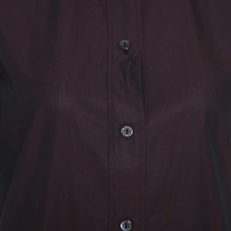 Pre Owned Dolce & Gabbana Plum Cotton Two Toned Button Front Shirt S