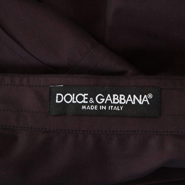 Pre Owned Dolce & Gabbana Plum Cotton Two Toned Button Front Shirt S