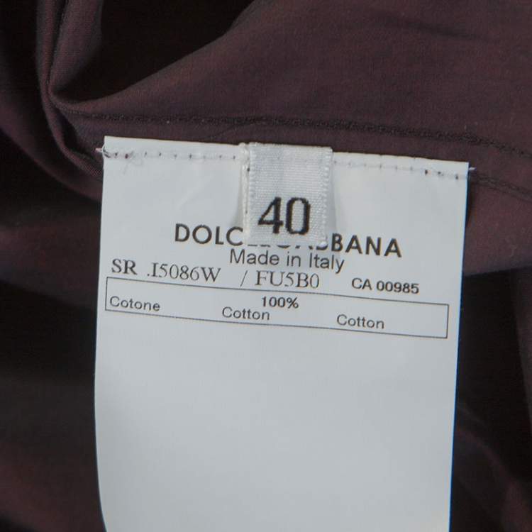 Pre Owned Dolce & Gabbana Plum Cotton Two Toned Button Front Shirt S
