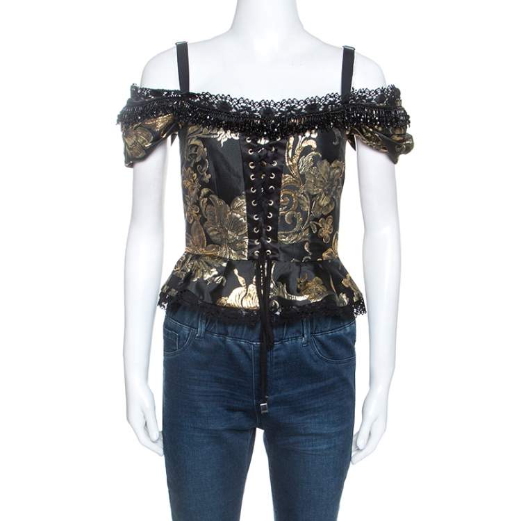 black and gold corset top