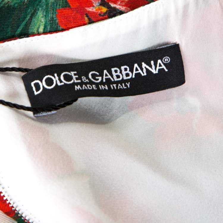 Pre Owned Dolce & Gabbana Multicolor Floral Print Silk Tasseled Faille Dress M