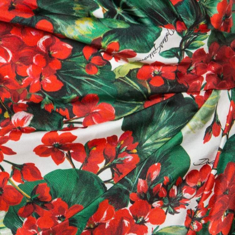 Pre Owned Dolce & Gabbana Multicolor Floral Print Silk Tasseled Faille Dress M
