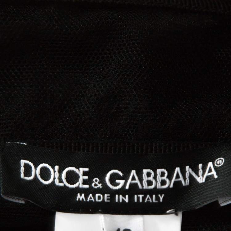 Pre Owned Dolce & Gabbana Black Silk Crepe Embellished Gown M