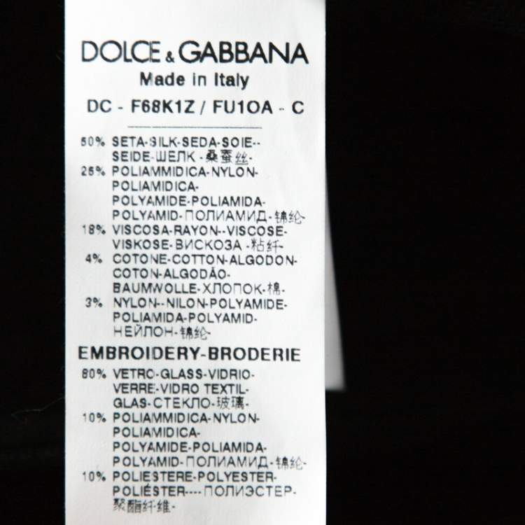 Pre Owned Dolce & Gabbana Black Silk Crepe Embellished Gown M