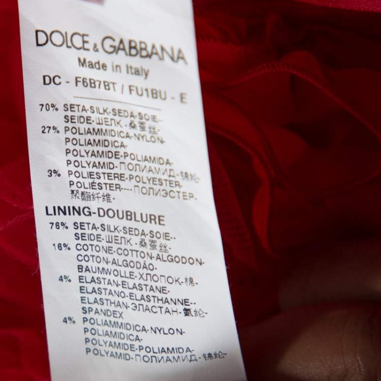 Pre Owned Dolce & Gabbana Red Silk Organza Ruffle Detail Gown M