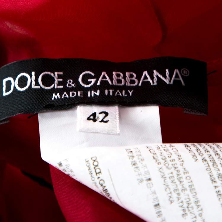 Pre Owned Dolce & Gabbana Red Silk Organza Ruffle Detail Gown M