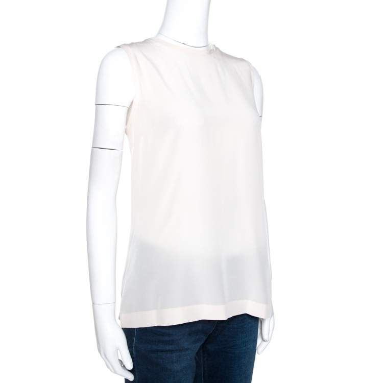 مملوكة مسبقًا Dolce & Gabbana Cream Silk Sleeveless Top M