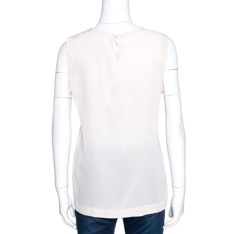 مملوكة مسبقًا Dolce & Gabbana Cream Silk Sleeveless Top M