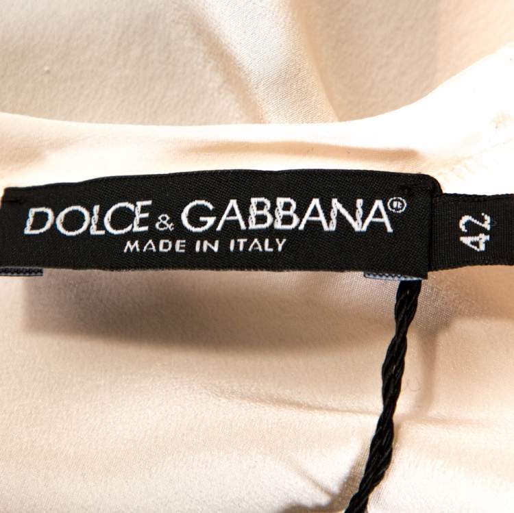 مملوكة مسبقًا Dolce & Gabbana Cream Silk Sleeveless Top M