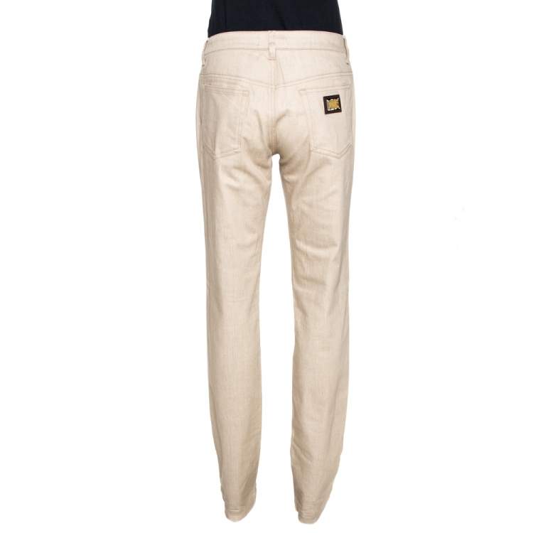 Pre Owned Dolce & Gabbana Beige Denim Cute Fit Jeans L