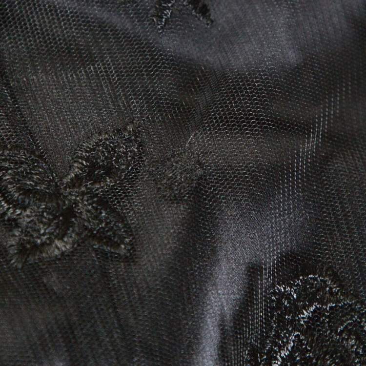Pre Owned Dolce & Gabbana Black Floral Lace Bustier Detail Strapless Gown M